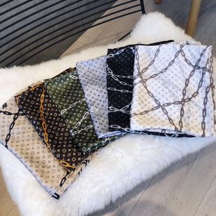 

Brand new high quality popular four season silk scarf shawl 180 * 90CM high-end designer brand scarf simulation, Blue;gray