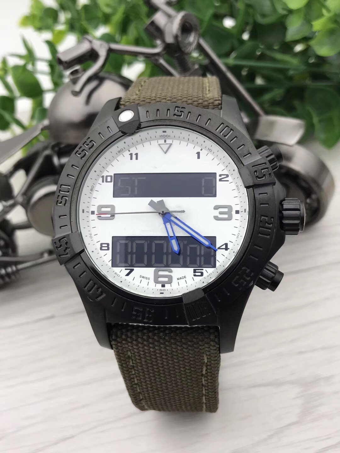 

TOP quality man watch steel quartz movement Male watches stainless watches leather strap wristwatch 234, Black face
