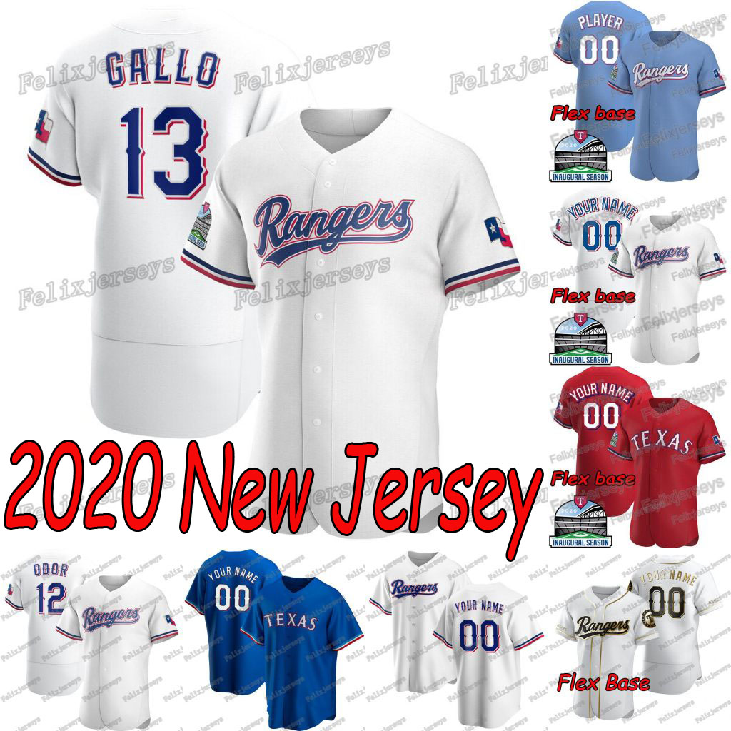 

13 Joey Gallo 2020 New Todd Frazier Elvis Andrus Shin-Soo Choo Rougned Odor Danny Santana Nomar Mazara Delino DeShields Baseball Jersey, Blue;black