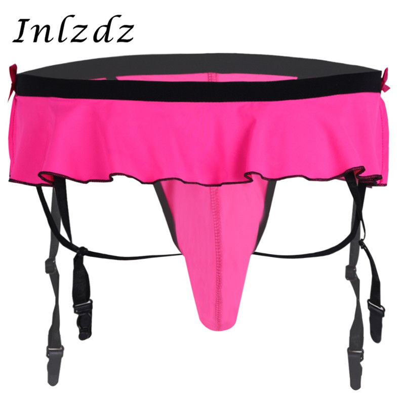 

Sissy Panties Men Hot Sexy Lingerie Bikini Gay Underwear Open Back Underpants with Bulge Pouch Garters Male Panties Underwear, Black