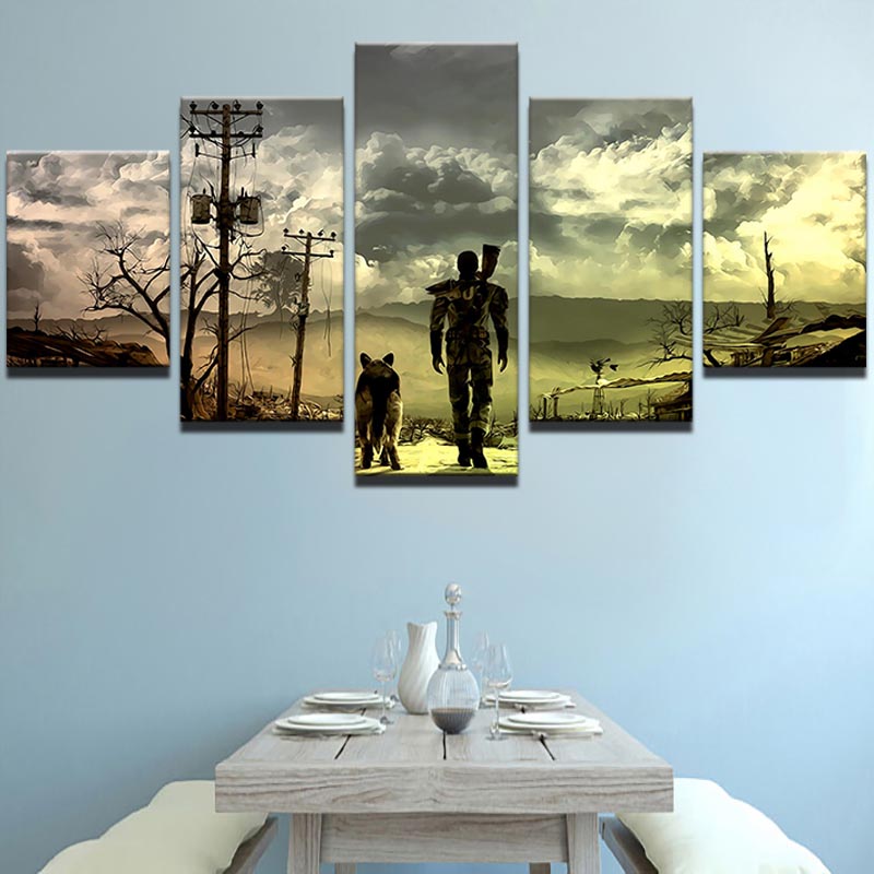 Canvas HD Printed Painting For Living Room Picture Frame Modern 5 Panel Fallout Animation Characters Poster Wall Art Home Decor No Frame-image-449712123
