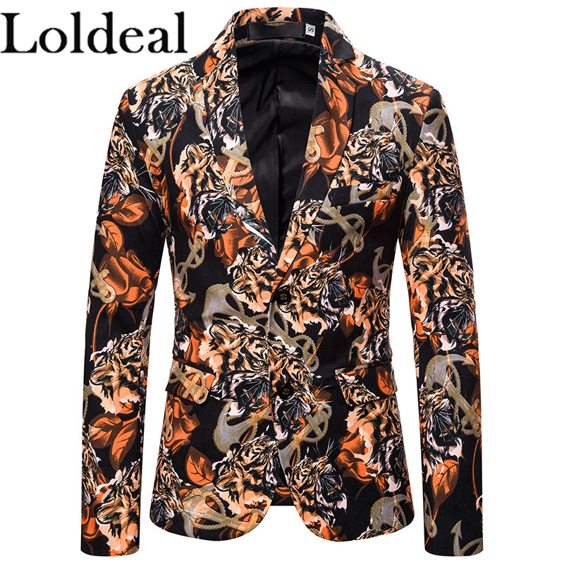 

Loldeal Men' Blazer, Geometric / Rainbow Notch Lapel Cotton / Rainbow, Yellow