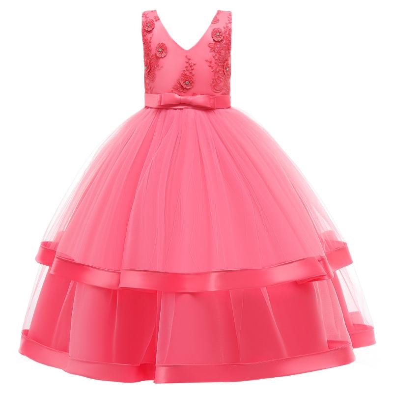

Flower Girl Dress for Girls Tutu Kids Clothing Elegent Long Vestidos Girls Dresses Children Princess Graduation Party Custumes, Pink