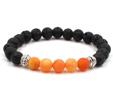 

New Yoga Lava Rock Bracelets Turquoise Weathering Agate Bracelet 8mm Elastic Bracelet Gold Plated Bangles For Women & Men Gift 7 Colors