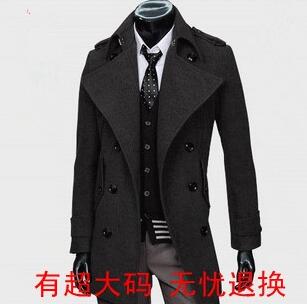 

Medium-long woolen coat men trench coats overcoat mens cashmere coat casaco masculino inverno erkek england plus size  -9XL, Black