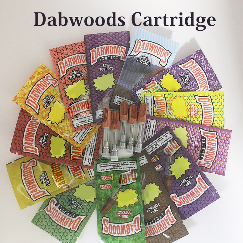 

Empty Dabwoods Vape Pen Cartridge Atomizer Natural Wood Tip Ceramic Coil Carts 510 Thread 0.8ml/1.0ml Wholesale Disposable Cartridges Packaging