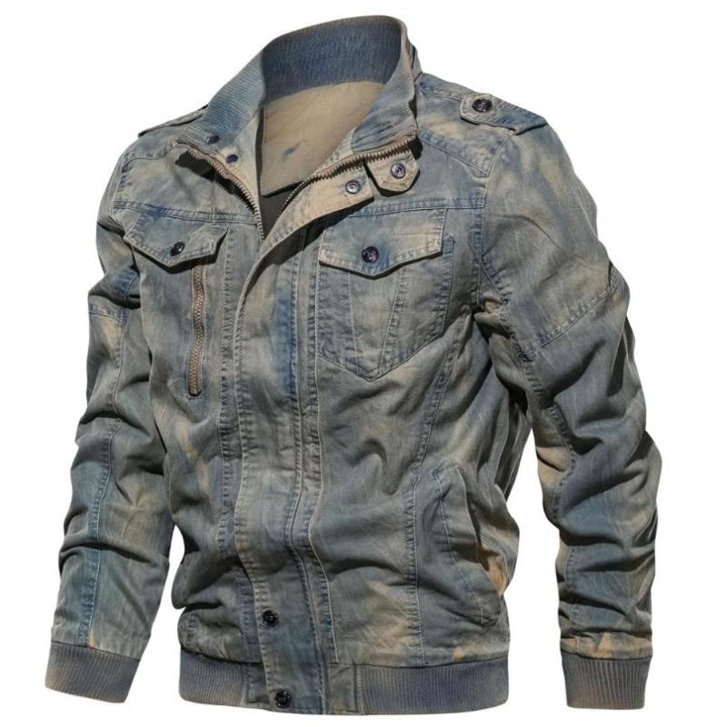 

2020 New Plus Size Mens Jacket Autumn Winter Coat men' jacket retro casual cotton large size coat denim Tooling Jackets, Max030 blue