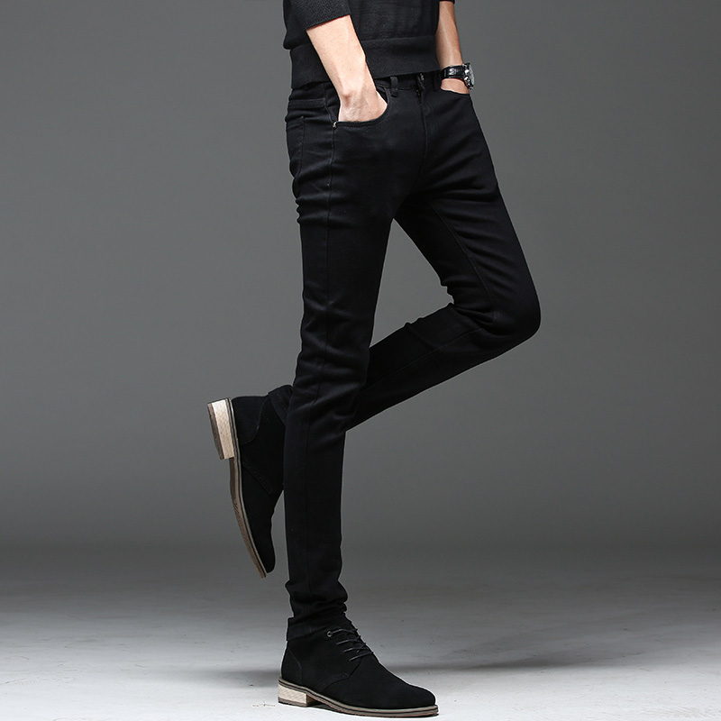 

Januarysnow Brand Designer New Arrival High Quality Casual Slim Elastic Black Jeans Men men's Pencil Pants Skinny Jeans
