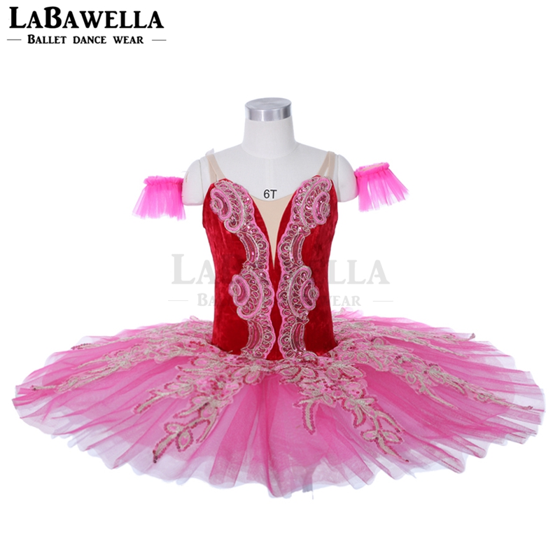 

Rose red La Esmeralda Nutcracker Ballet Tutu Kids Women Professional Tutu Stage Costume Pancake JY023B, Rhodo