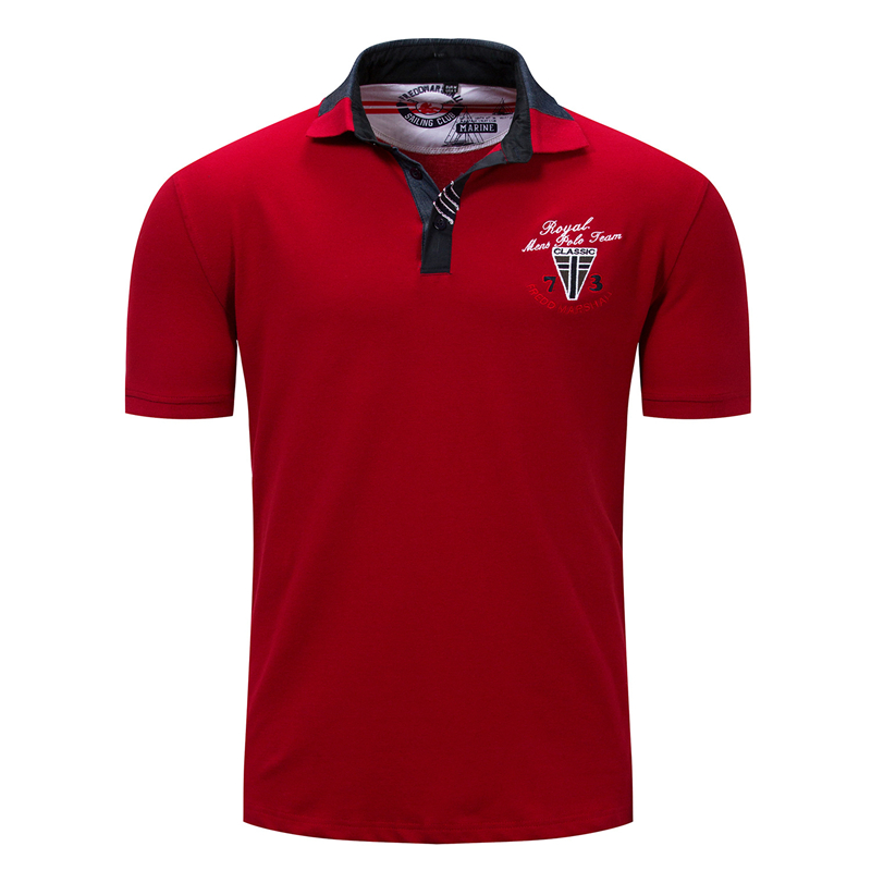 

Male New Clothes Men 2020 Summer Solid Color Shirt Short Sleeve Casual Breathable Club Polos Homme Embroidery Shirt, Red