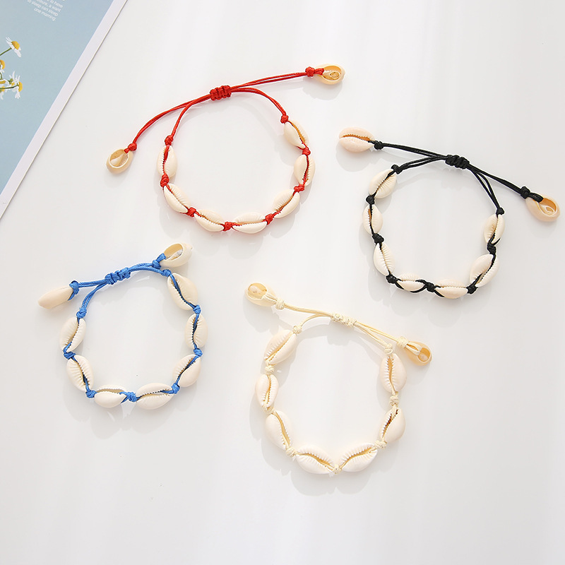 

Shell Bracelet Concise Natural Shell Multicolored Wax Rope Manual Weave Bracelet Ornaments