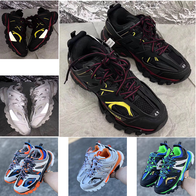 

2019 new fashion Triple S Trainers men and women designer Clunky casual shoes black orange ladies walking Paris dirty dad shoes