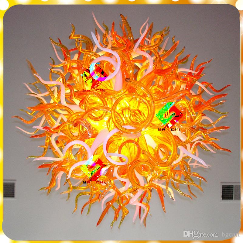 

Large Modern Art Deco Hand Blown Glass Chandelier Light Chihuly Style Hanging LED Custom Made Glass Chandelier Pendant Lamps for Home Decor