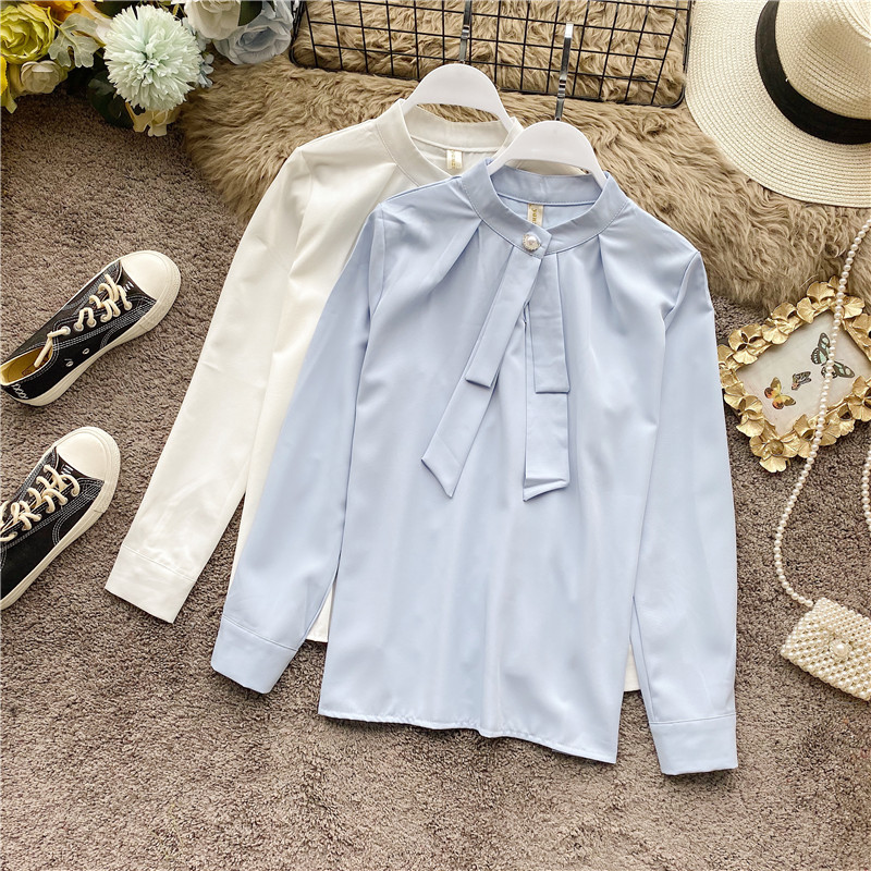 

Shirt Women Long Sleeve 2020 New Spring Autumn Fashion Ladies Solid Wild Joker Casual Loose Chiffon Tops Korean Femme