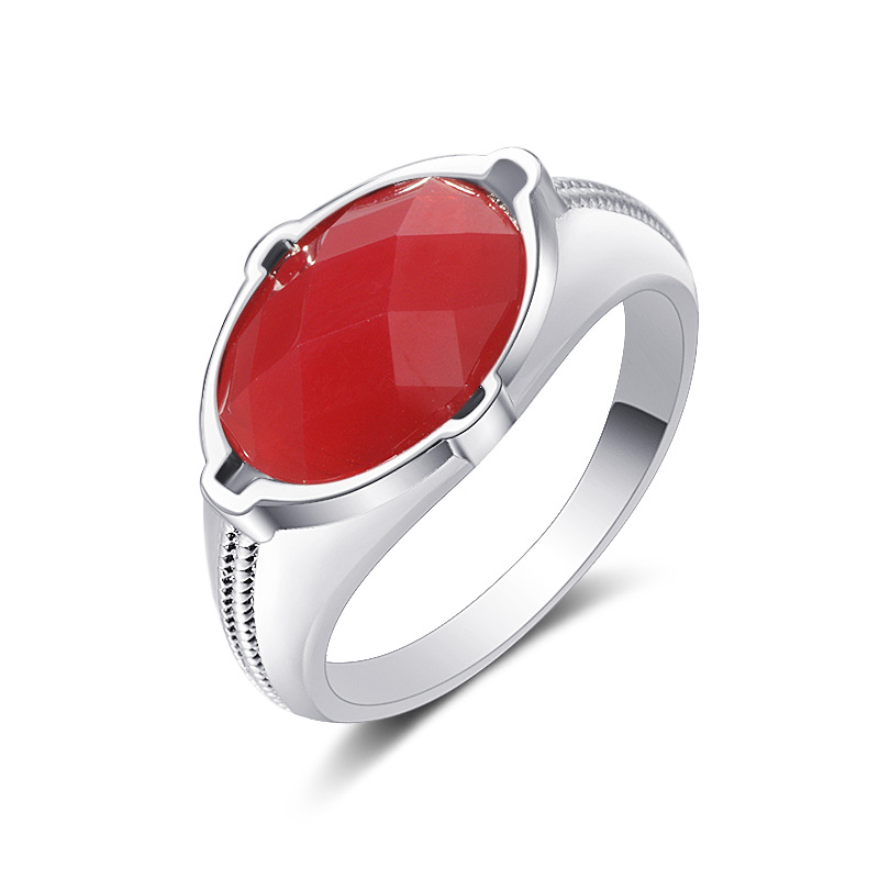 

Big red stone men ring size 8-12 High quality Gold Sliver color punk style ring jewelry hip hop bague homme gifts for friends