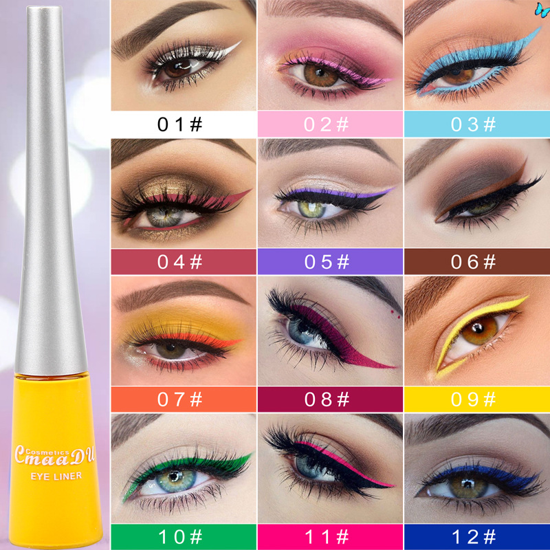 

CmaaDu 12 Colors Matte Eyeliner Quick Drying Light Shiny Waterproof Long Lasting Glitter Liquid Eye Liner, Mixed color