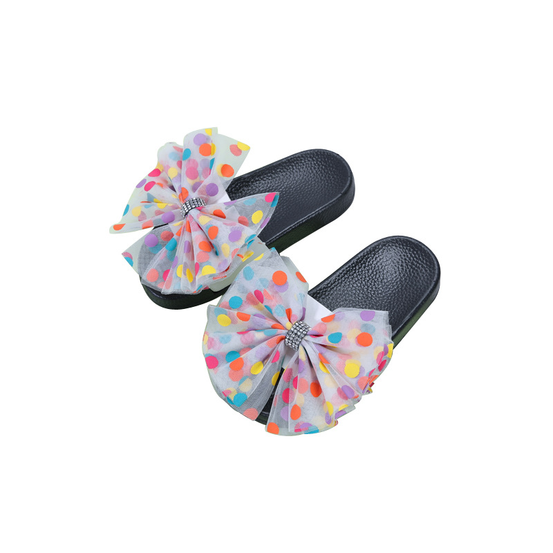 

2020 Summer New Children's Slippers Spots Rhinestone Butterfly Slippers Girls Princess Kids Fashion Soft Bottom Non-slip Sandals, Black