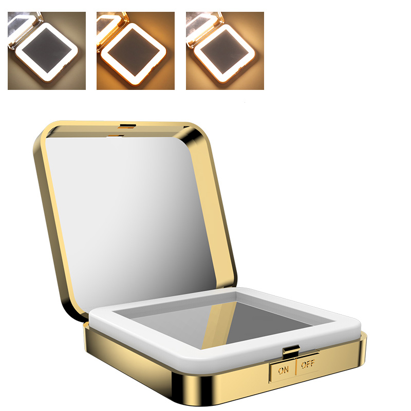 

USB LED Lights 10x Magnifying Square Makeup Mirrors Foldable Double Sided Cosmetic Mirror Women Makeup Beauty Tools