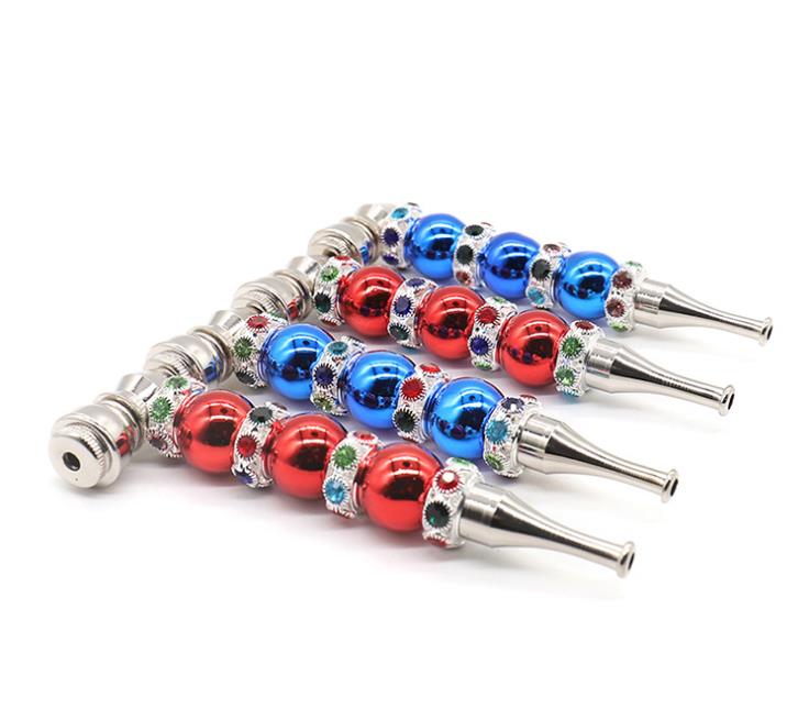 

New Pure-color Bead with Drill Metal Short Pipe 126mm Creative Tobacco Nozzle Removable Personal Wholesale