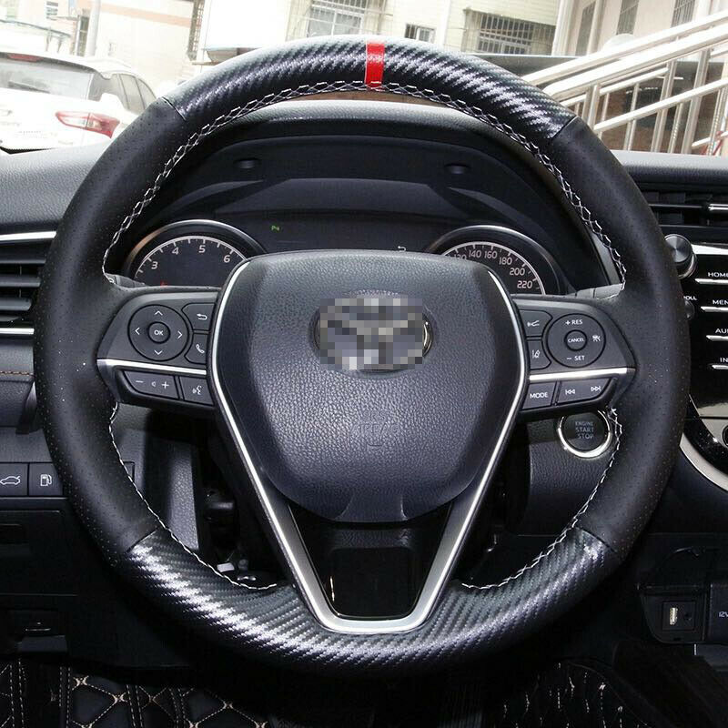 DIY Carbon Fiber Hand-stitched Car Steering Wheel Cover for Toyota Camry 18-19-image-543091089