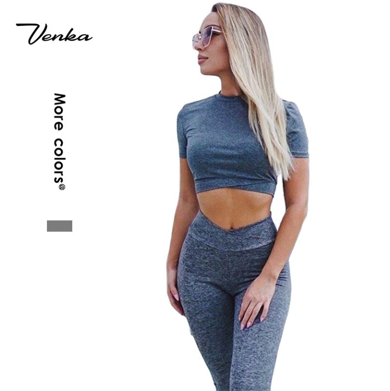 

Hot Selling Wholesale Work Out Apparel Legging Two Piece Set Woman Short Sleeves T Shirt Yoga Set Women, Gray