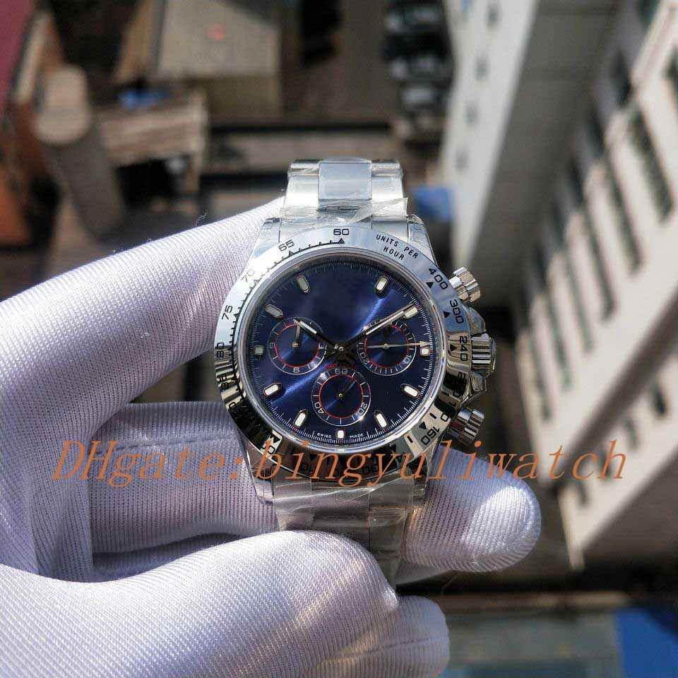 

JHF Factory Version 116509 Blue Dial Mens Automatic Eta 4130 MOVEMENT Watch Men Stainless Steel Bezel Luminous Chronograph Sport Dive, 01