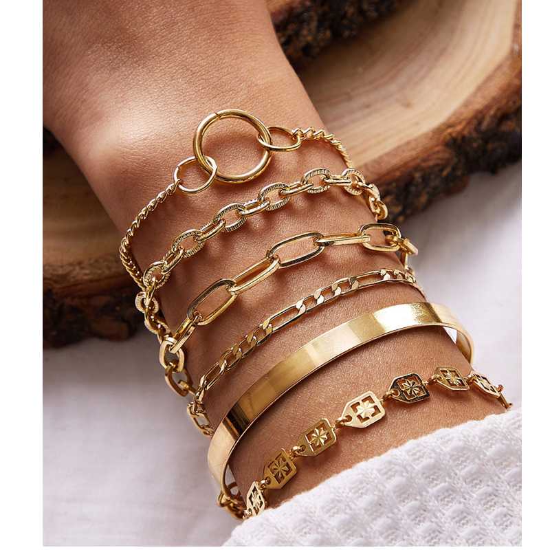 

6Pcs/Set Vintage Silver Color Bohemia Jewelry Fashion Geometry Charm Bracelets for Women Girl Birthday Gift