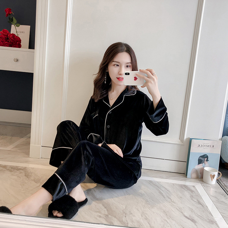 

NEW 2019 Velour 2pcs Robe Sets Spring Womens Top Pants Suit Sleepwear Casual Pajamas Nightwear Kimono Bath Gown  L XL