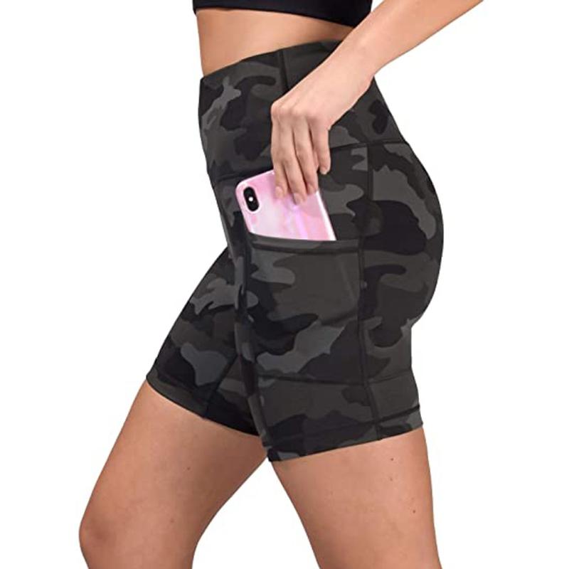 

Yoga Athletic Shorts 2020 Women' High Waist Sports Short Workout Running Fitness Leggings Camouflage Yoga Shorts Gym Booty, As pic