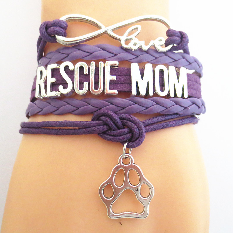 

Infinity Love Rescue Mom Team Animal Bracelet Wristband Friendship Bracelets B09553, Golden;silver