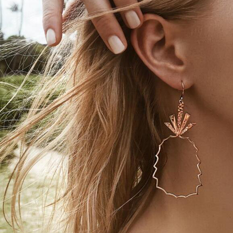 

Bohemian Geometric Rosegold Pineapple Drop Earring Pericing Dangle Earrings For Women Fashion Jewelry Accessories