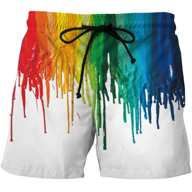 

CKAHSBI New Mens Running Shorts Colorful Painting Print Elastic Waist Short Jogging Running Gym Sports Shorts Plus Size -6XL, Q437 style 1