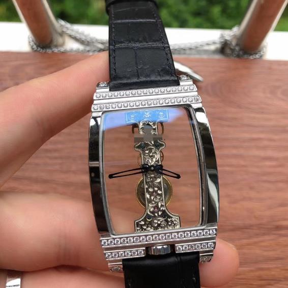 

Simple hollow-out men's mechanical watch fashion with leather poison sapphire crystal mirror watch men's personality watch, Black