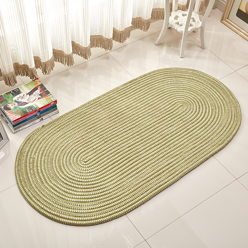 

Oval rope woven carpet living room bedroom study tatami mat children's room bedside carpet coffee table sofa decoration, Brown
