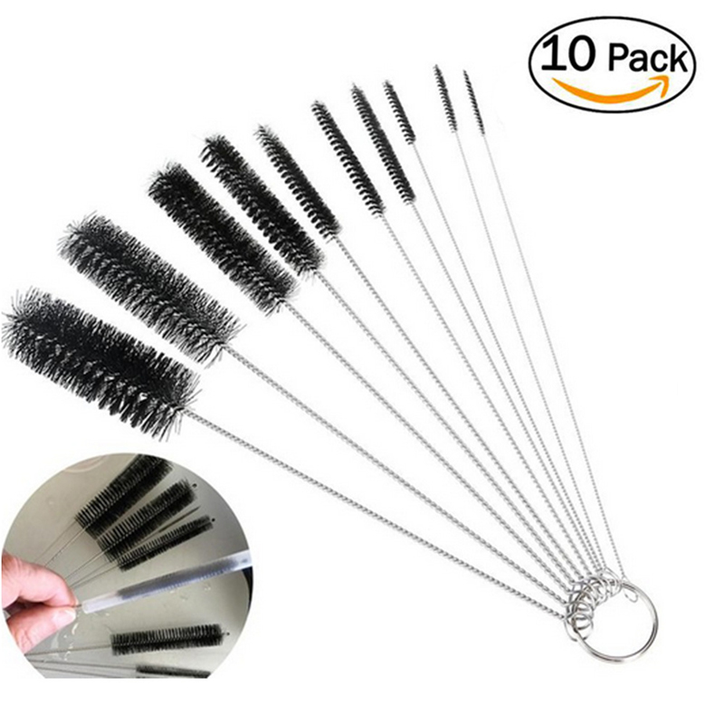 

10pcs Drinking Straws Cleaning Brushes Set Nylon Pipe Tube For Bottle Keyboards Jewelry Stainless Steel Handle Clean Brush Tools DBC BH3467