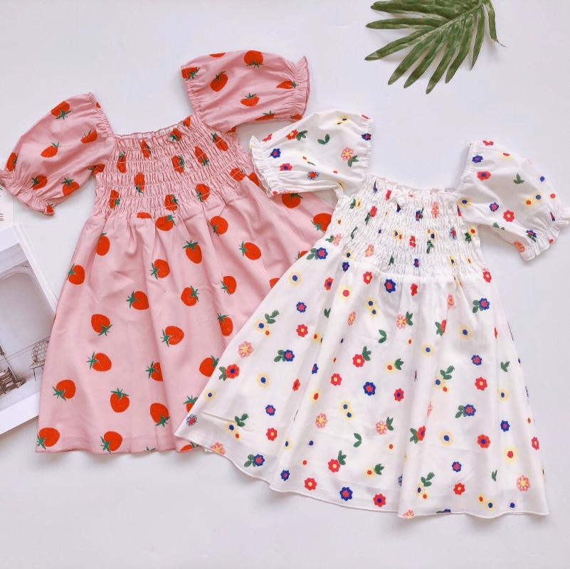 

Spring and Summer Children's Clothing New Girls Sweet Retro Summer Dress, Beige