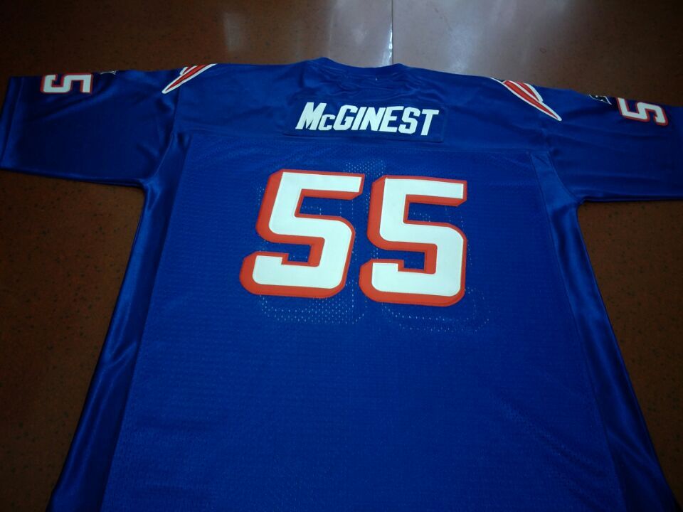 

Custom Rare blue white #55 Willie McGinest Game Worn RETRO College Jersey 1990 With Team Size S-4XL or custom any name or number jersey, Black