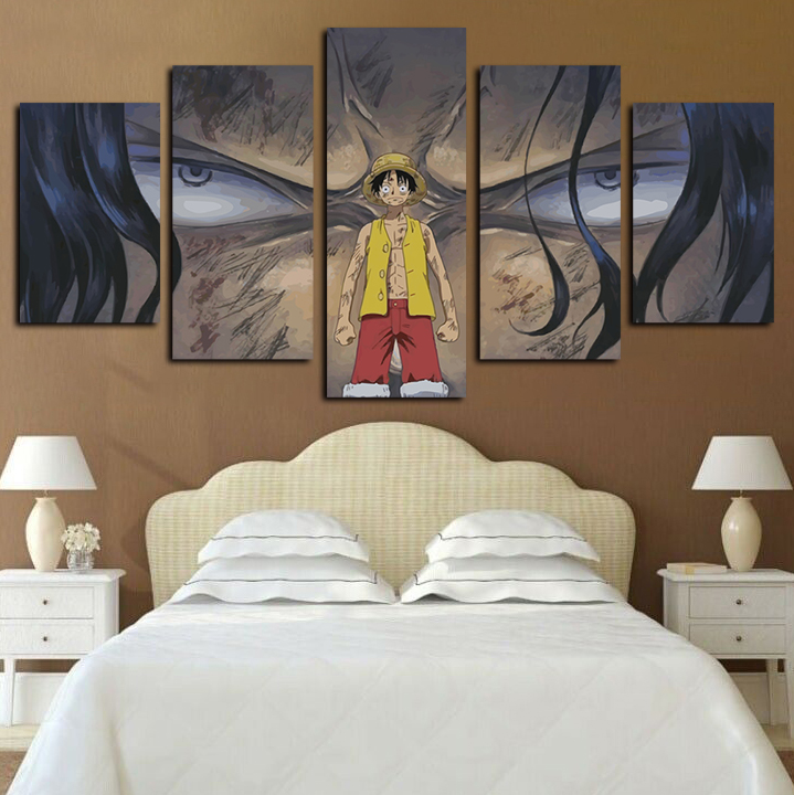 

5 Pieces Canvas Wall Art Animated Cartoon Monkey Luffy Pictures Modern HD Print on Canvas Oil Painting Giclee Artwork