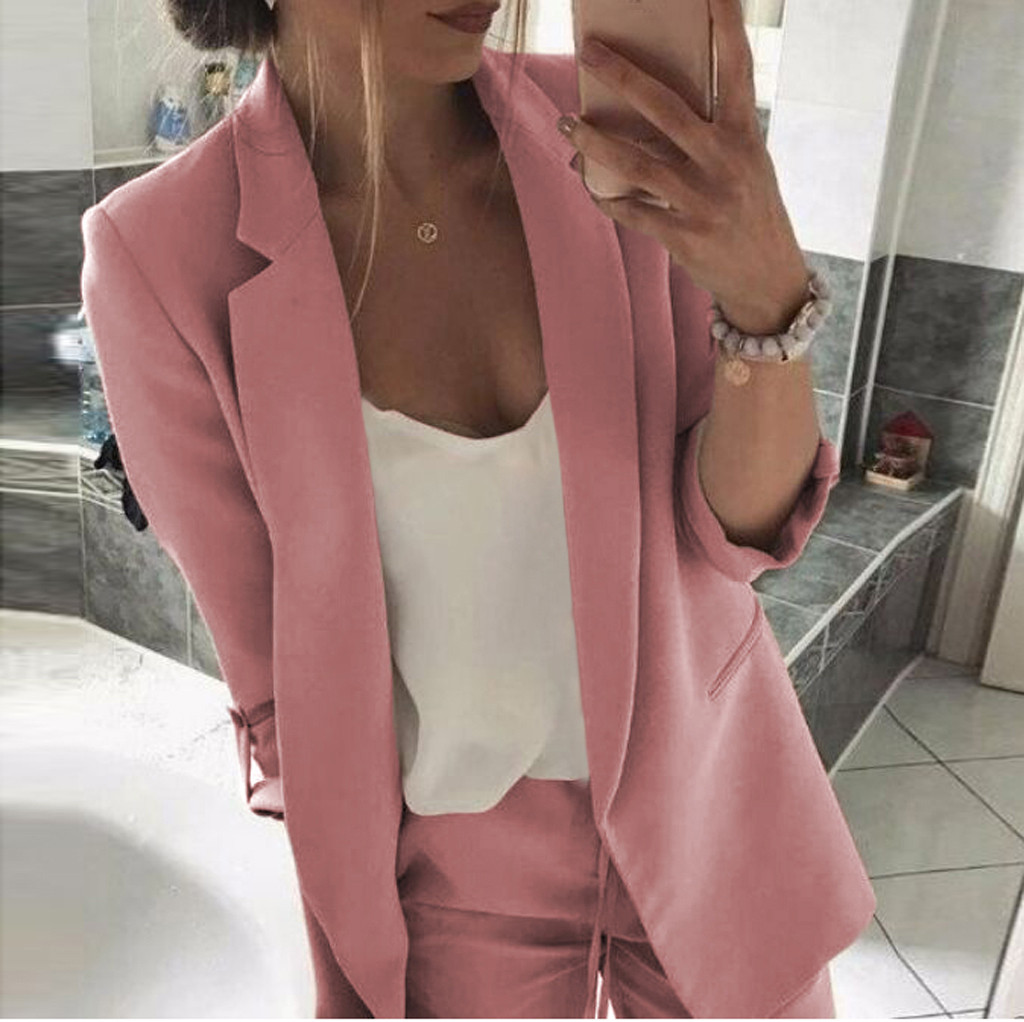 

Womail 2019 New Fashion Women Casual Solid Work Office Coat Turn down Collar Blazer Open Front Blazers JL12 mujeres rompevientos, Bk