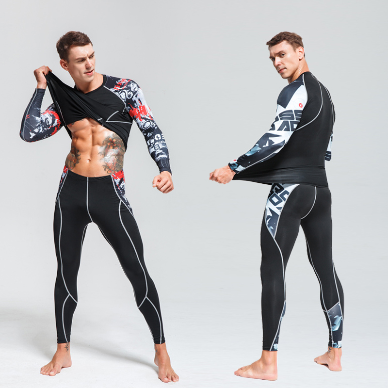 

Men' gym training t-shirt quick dry jogging suits rashgard kit mens tights 4XL Bodybuilding T-Shirt compression suit