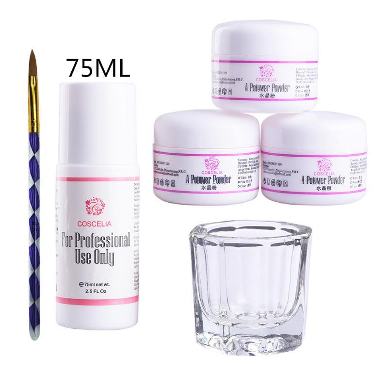

75ML Acrylic Nail Kit Manicure Set Tools For Manicure Acrylic Liquid Set For Nail All Tools Brush