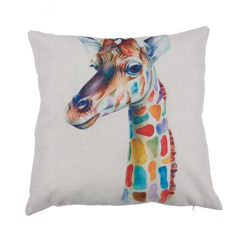 

Flax Decorative Throw Pillow Case Cushion Cover(Color giraffe)45*45cm, Multi