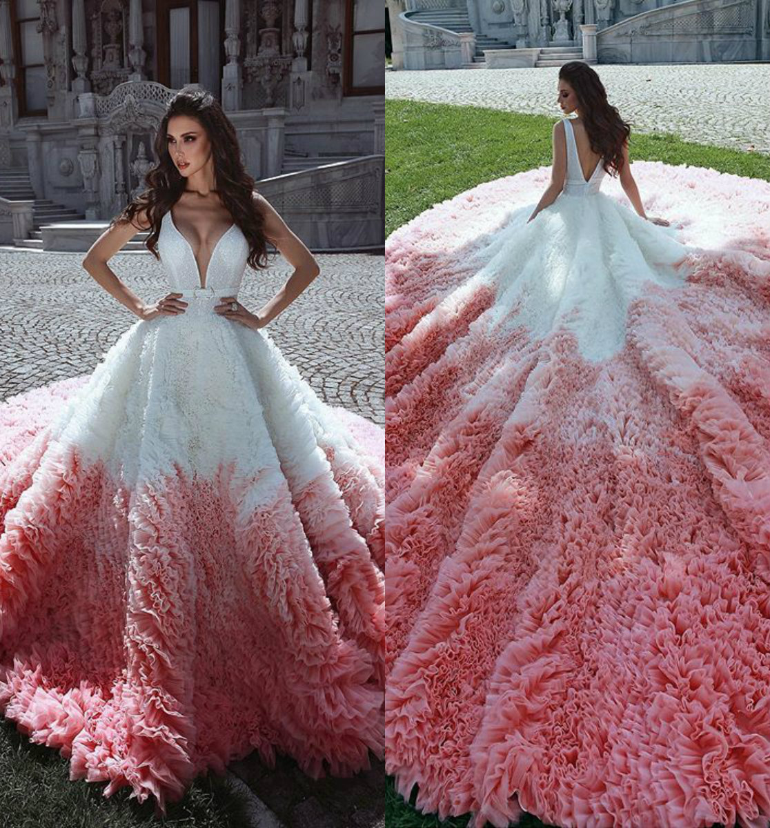 

Modern Ball Gown Prom Dresse V Neck Sleeveless Tulle Satin Sequins Sash Ruched Party Dress Sweep Train robes de soirée, Yellow