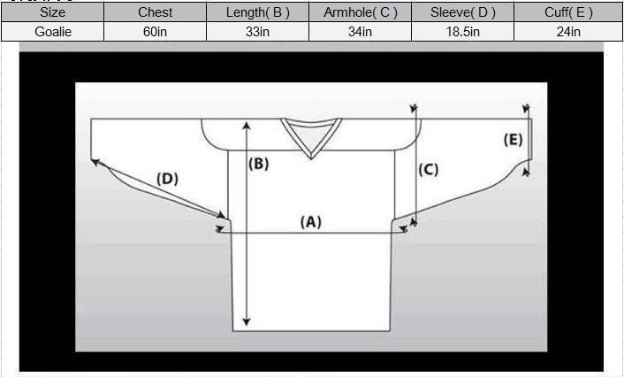 Ice Hockey Jersey Size Chart