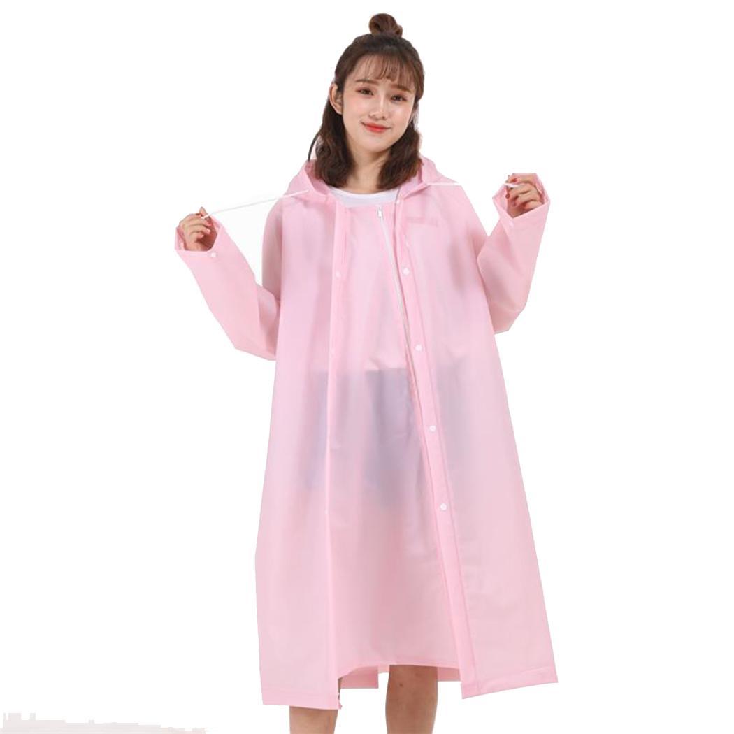 

Fashion raincoat Unisex Casual Hooded Neck Long Sleeve Solid Waterproof Zipper Closure Loose Button, Raincoat Mid Calf