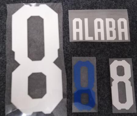 

2018 Austria retro white printing soccer namesets #8 ALABA national football team stamping letters printed plastic vintage football stickers
