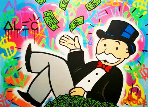 

Alec Monopoly Oil Painting On Canvas Graffiti Art Decor Rich Man Money Home Decor Handpainted &HD Print Wall Art Canvas Pictures 191025