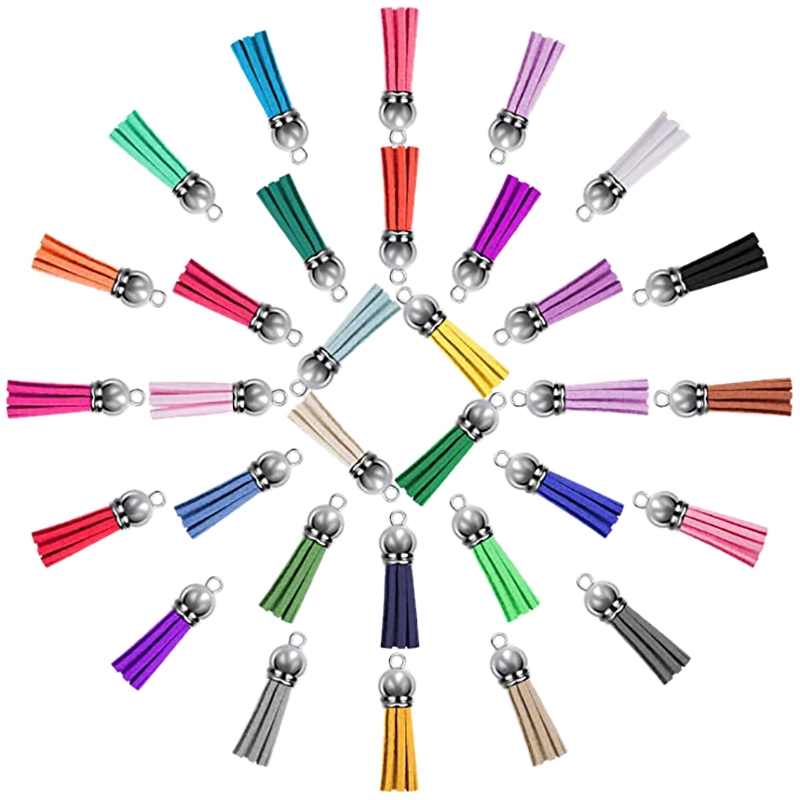 

160Pc Key Chain Leather Pendant Tassel DIY Key Chain Bracelet Necklace Material Jewelry Production