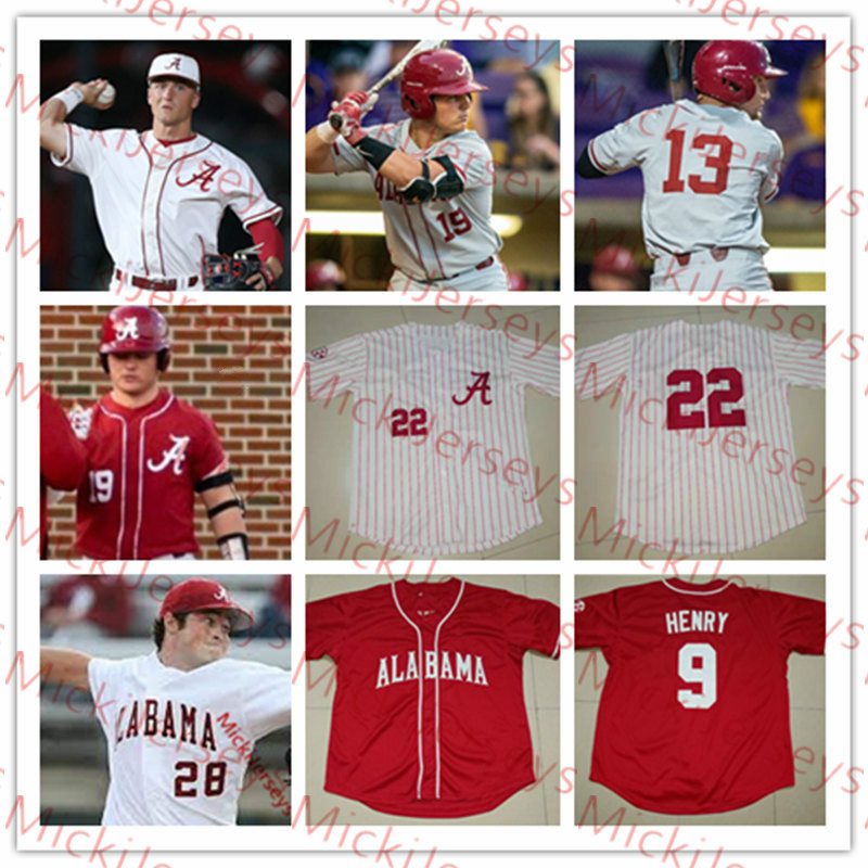 

Mens Custom NCAA Alabama Crimson Tide COLLEGE Baseball Jersey Jimmy Nelson Alex Avila Mikey White Cody Henry Jett Manning Alabama Jersey, Grey