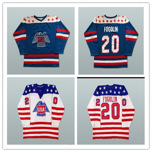 

Custom XS-5XL Lee Fogolin Team USA Canada Cup White Blue Hockey Jersey Stitch Sewn Any Name Any Number Free Shipping, Black;red